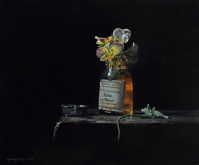 Nature’s Medicine, 2018 – Still life oil painting on panel, 32 x 25 cm – Ginny Page
